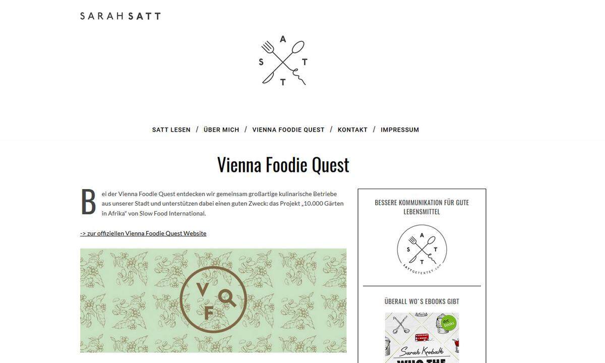 Engagement im Food Bereich wird ebenfalls belohnt. Sarah Krobaths Vienna Foodie Quest auf ihrem Blog Sarah Satt unterstützt das Projekt "10.000 Gärten in Afrika" von Slow Food International - und dafür gab es auch einen Austria Food Blog Award. 