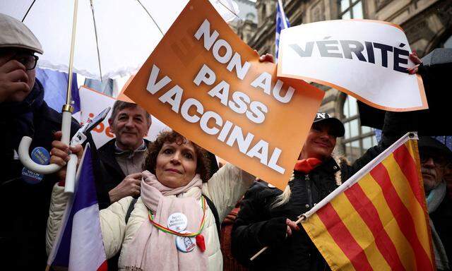 Alles nur Verschwörungstheoretiker – und damit nicht ernst zu nehmen? Eine Demo gegen Lockdowns und Covid-Impfungen in Paris, im März 2021.