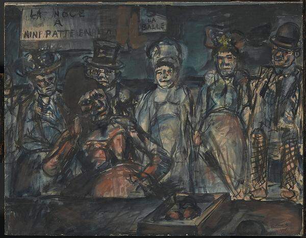 Erst die Stiftung Batliner habe es ermöglicht, über einen größeren Bestand an Werken dieser Avantgardebewegung zu verfügen und davon ausgehend mit Leihgebern in Verhandlung zu treten. Georges Rouault: Schießbude (Die Hochzeit der Nini-patte-en-l’air), Musée national d'Art moderne - Centre Georges Pompidou, Paris, Foto: Centre Pompidou, MNAM-CCI, Dist. RMN-Grand Palais / Philippe Migeat (c) VBK, Wien 2013 