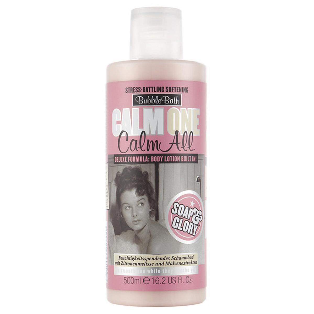 Vintage-Feeling verbreitet das "Calm one calm all"-Schaumbad von Soap &amp; Glory, das mit Zitronenmelisse und Malvenextrakten für eine streichelzarte Haut sorgen soll.