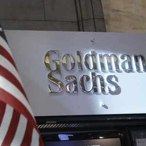 File photo of the Goldman Sachs stall on the floor of the New York Stock Exchange