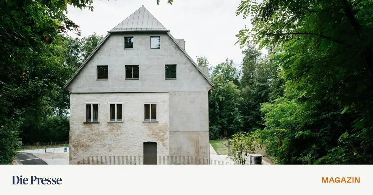 Bis-vor-Kurzem-Ziegelruine-nun-Arbeitsplatz-und-Lernort-im-Wald-das-Sommerrefektorium-der-Jesuiten-in-Graz-premium-