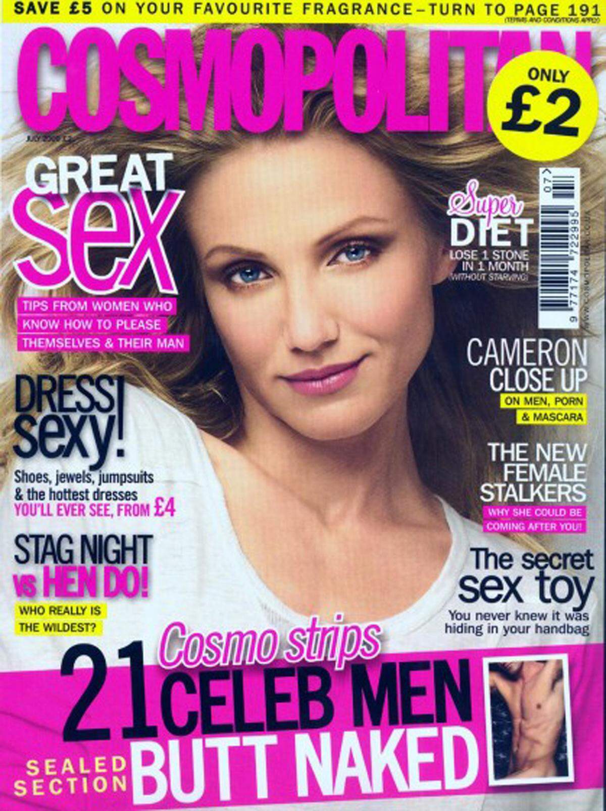 Kaum zu erkennen ist Schauspielerin Cameron Diaz auf der Cosmopolitan.