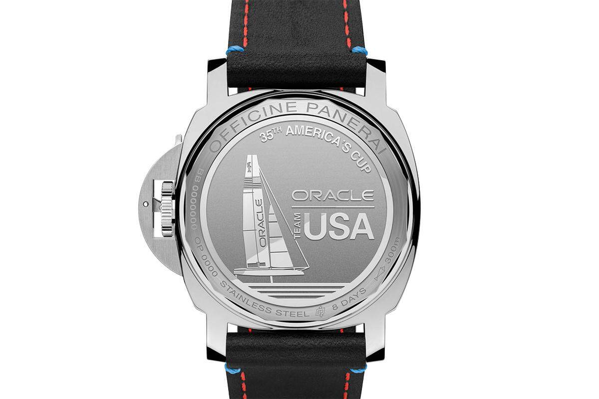 2. Panerai, „Luminor Marina Oracle Team USA 8 Days Acciaio – 44 mm (PAM00724)“: Die Dreizeigeruhr „Oracle Team USA“ im Stahlgehäuse ist auf 200  Stück limitiert. Preis: 6900 Euro.