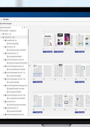 Mit der integrierten Seiten- und Blattplanung von Xpublisher können Zeitschriften, Magazine und Dokumentationen einfach verwaltet und produziert werden.