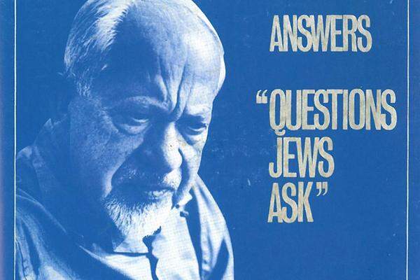 Rabbi Mordecai Kaplan: „Questions Jews Ask“, Schallplattencover. Leihgeber: Roger Bennett, New York.