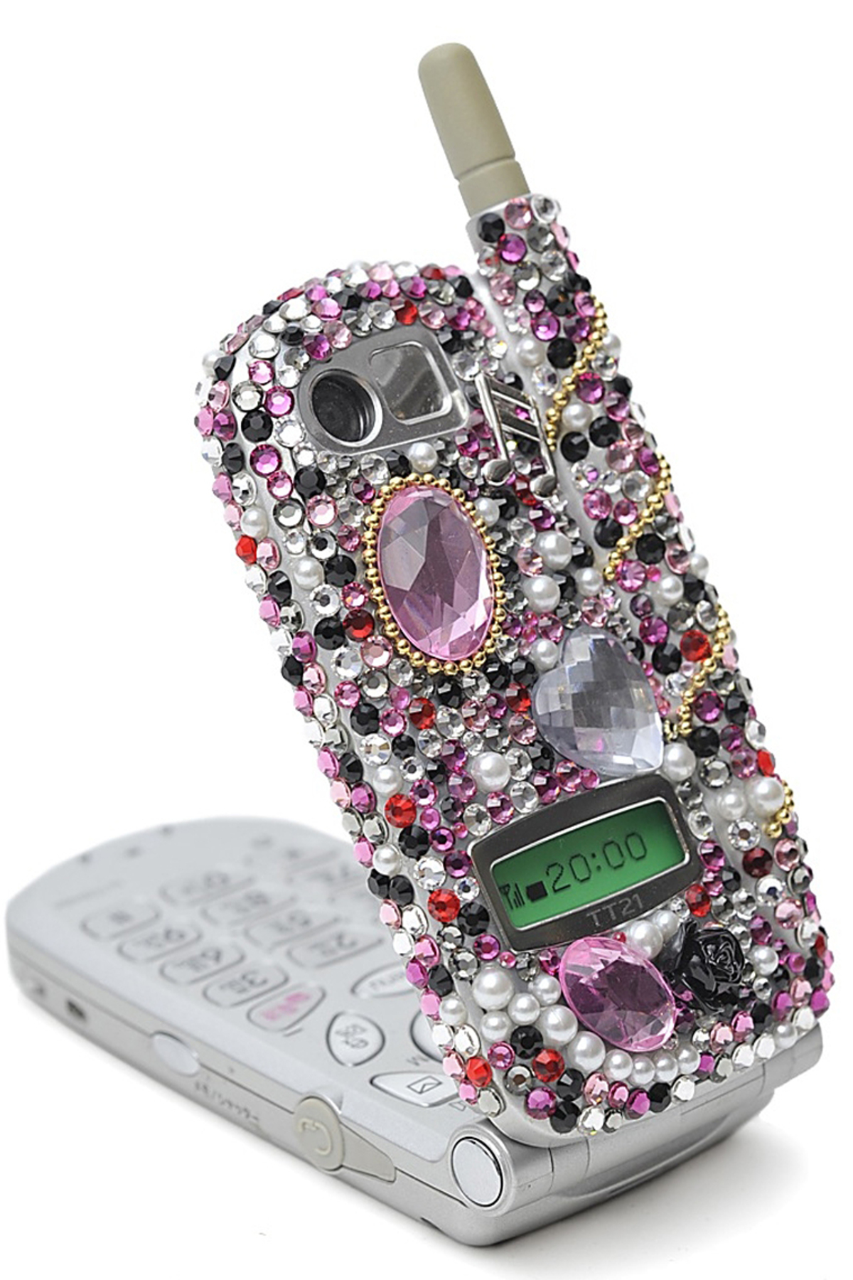 Mit Schmucksteinen verziertes Handy, Entwurf: Moeko Ishida, Deco Loco, 2009.