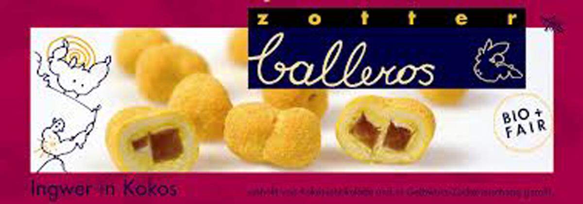 Nach Frühlings schmecken auch die Balleros in der Geschmacksrichtung Ingwer und Kokos von Zotter  um 5,50 Euro.