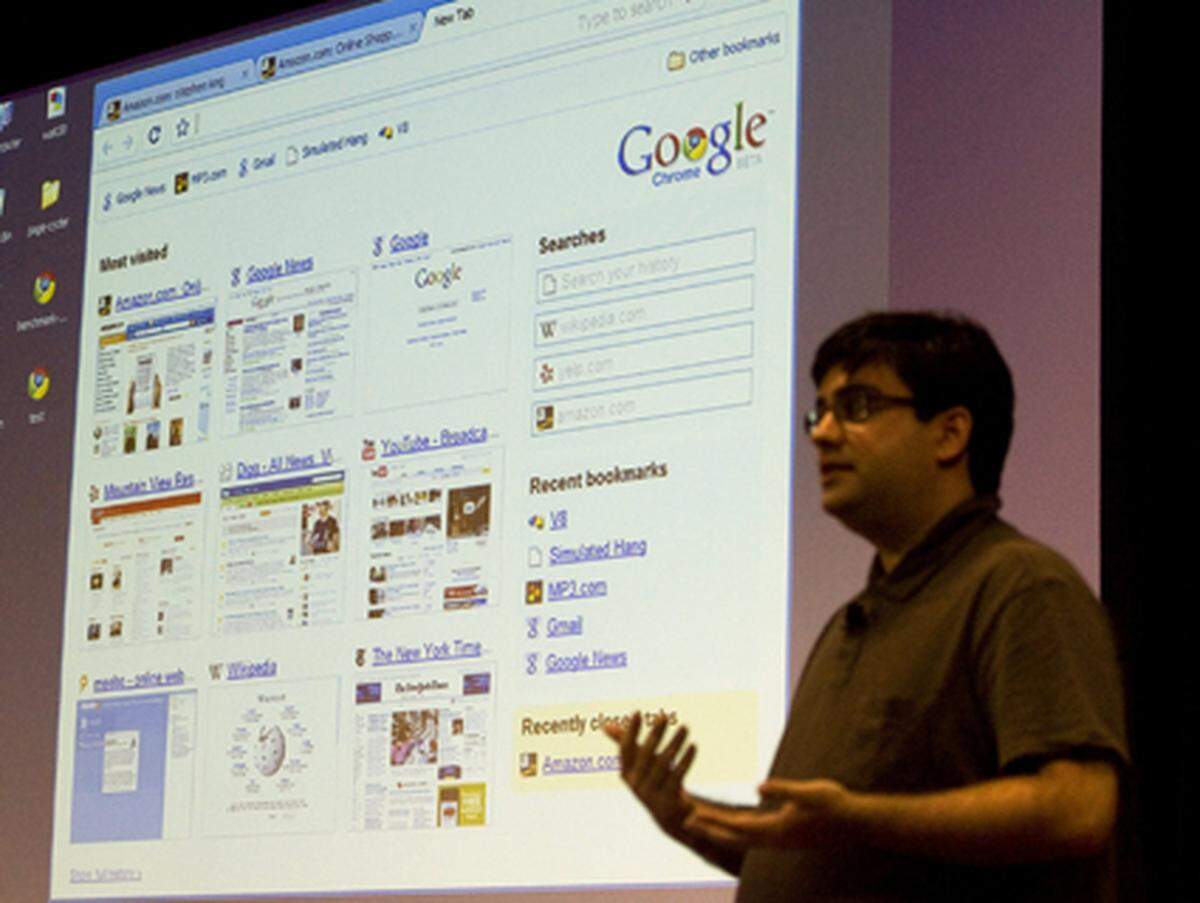 2008: Google übernimmt das Marketing-Unternehmen DoubleClick und führt den Browser Chrome ein.