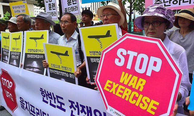 Südkoreaner demonstrieren gegen das "Ulchi Freedom Guardian".