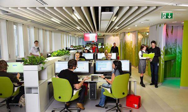 Eine Oase des Großraumbüros soll auch im ServiceCenter im FutureCampus 22 im Wiener Arsenal geschaffen werden. Auf 1800 Quadratmetern will der Telekommunkationskonzern Wohlfühlatmosphäre durch Design schaffen.