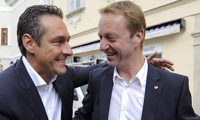 FPÖ-Bundesparteiobmann Heinz-Christian Strache (l.) und der burgenländische Landesparteichef Johann Tschürtz