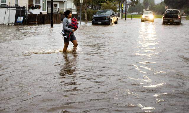 January 9, 2023, Santa Barbara, California, USA: Flooding in Santa Barbara as California is pounded by an intense winter