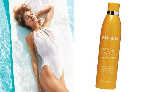Kopfsache. Sonnenschutz für das Haar ist keine ganz einfache Sache: Den Spezialisten von La Biosthétique ist es aber gelungen, für die Pflegeserie „Soleil" UV-Schutz in Haarprodukte zu integrieren. Das Shampoo entfernt schonend Meerwasserrückstände.