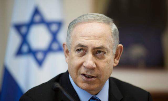 Israeli Prime Minister Benjamin Netanyahu attends the weekly cabinet meeting at his office in Jerusalem