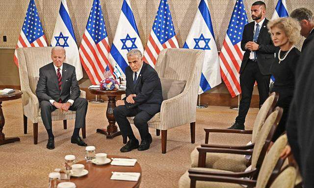 Joe Biden traf in Israel auf Premierminister Yair Lapid.