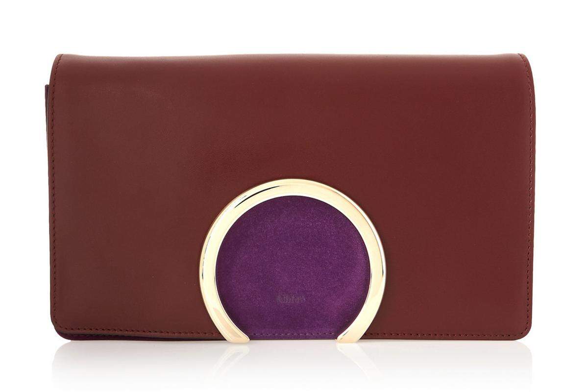 Clutch "Gabrielle" aus Leder mit Velourledereinsatz von Chloe.