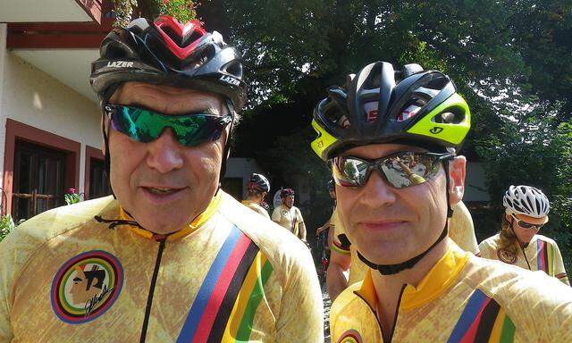 Auch Radsport-Leegnde Eddy Merckx (links) war dabei, 2014 radelnd im Salzkammergut