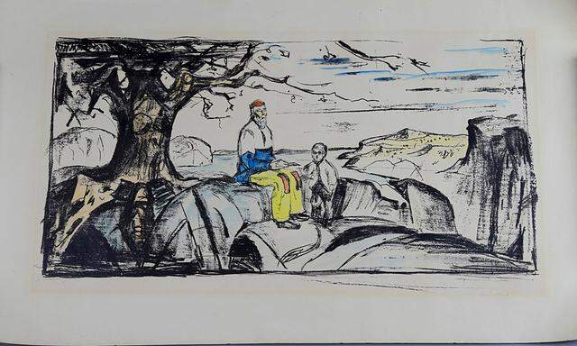 Handout photo of the hand-coloured lithograph ´Historien´ by Edvard Munch