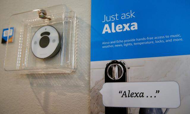 FILE PHOTO: Prompts on how to use Amazon's Alexa personal assistant are seen in an Amazon âAe˜experience centerâAeOe in Vallejo