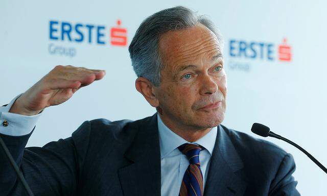 Erste Group Bank Chief Executive Treichl addresses a news conference in Vienna