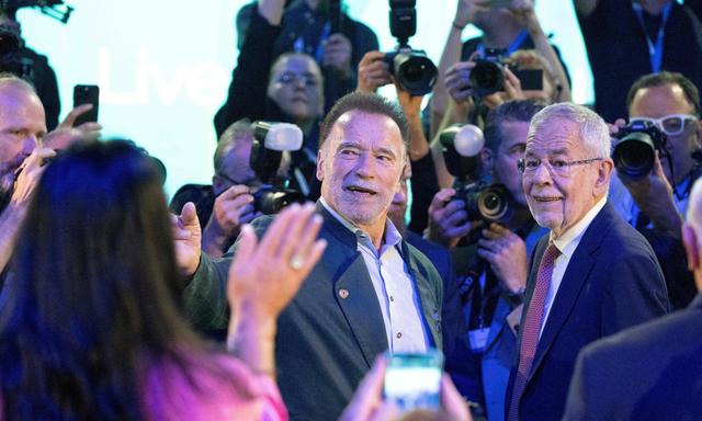 Der Ex-Gouverneur und der Bundespräsident: Arnold Schwarzenegger trifft Alexander Van der Bellen in der Hofburg beim „Austrian World Summit“