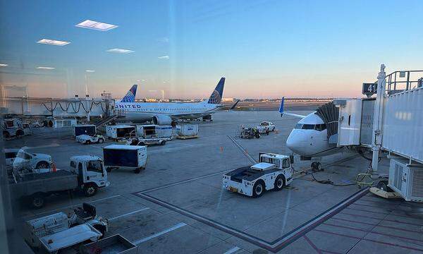 A view of flights parked at the Orlando International Airport, as flights were grounded after FAA system outage, in Orlando