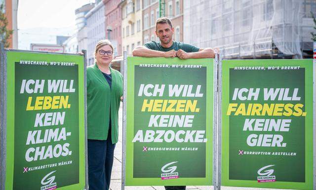 Das Spitzenduo der Grünen für die Tiroler Landtagswahl , Petra Wohlfahrtstätter und Gebi Mair 