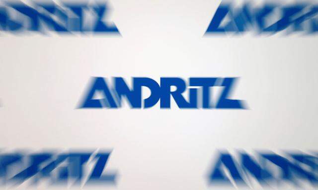 FILE PHOTO: A zoomed image of the logo of Austrian machinery maker Andritz during a news conference in Vienna