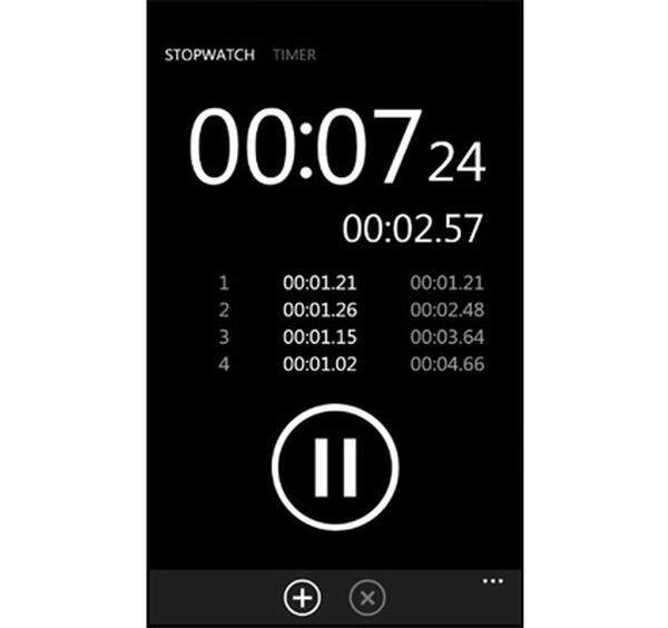 Eigentlich unverständlich, dass Microsoft nicht bereits ab Werk eine Stoppuhr-Funktion integriert hat. Dafür gibt es im Marketplace mehrere verschiedene Lösungen. Eine der simpleren, aber effektiven heißt dann auch schlicht und einfach "Stoppuhr".
