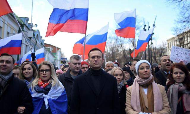 Nawalny vor knapp einem Jahr bei einer Demo in Moskau.