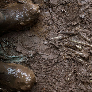 Ukrainian service men guard the trenches at the front line near Niu York, Donetsk region