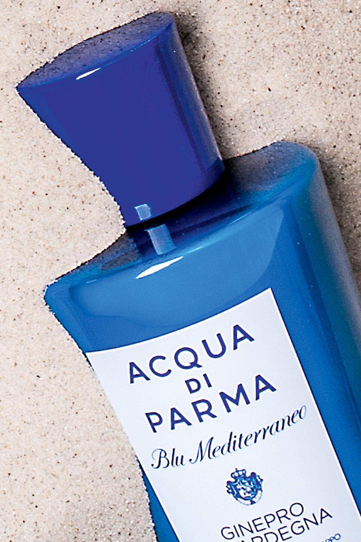 Neu aus der „Blu Mediterraneo“-Serie von Acqua di Parma: „Ginepro di Sardegna“ mit sardischem Wacholder. Die Bodylotion kostet 52 Euro.