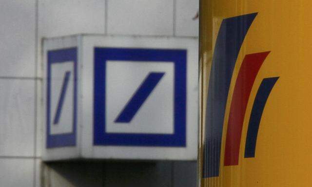 File photo of logos of Deutsche Bank and Postbank