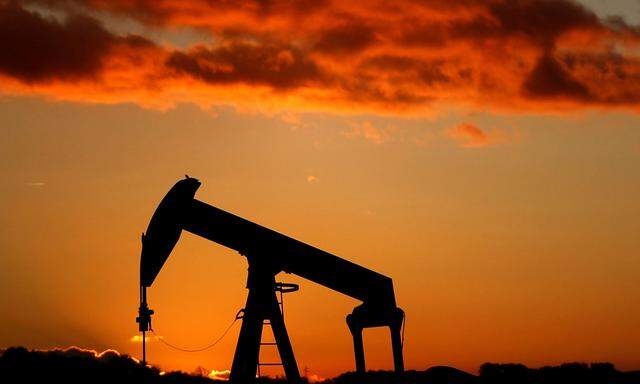 FILE PHOTO: A oil pump is seen at sunset outside Scheibenhard