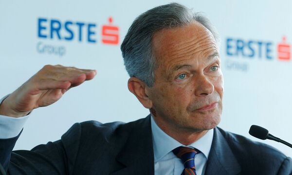 Erste Group Bank Chief Executive Treichl addresses a news conference in Vienna