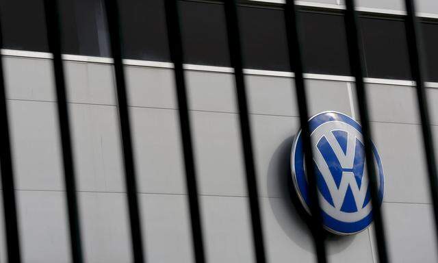 A logo of VW is pictured at a Volkswagen dealership in Camas