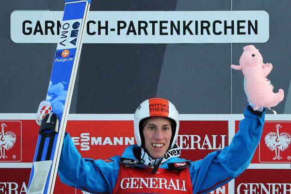 Das neue Jahr eröffnete Diethart mit einem Paukenschlag: In Garmisch-Partenkirchen feierte er im sechsten Weltcupantritt seinen ersten Sieg. Der Newcomer mauserte sich plötzlich zum Favoriten.  Auf dem Podest dabei: das Glücksschwein aus Plüsch, das nach dem ersten Erfolg vom Vater durch eines aus Fleisch ersetzt wurde.
