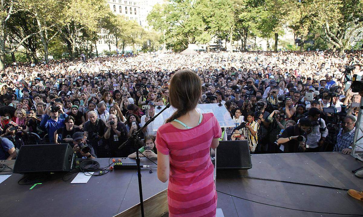 An der Kundgebung in New York nahm auch Greta Thunberg teil, die prominenteste Figur der Klima-Bewegung.