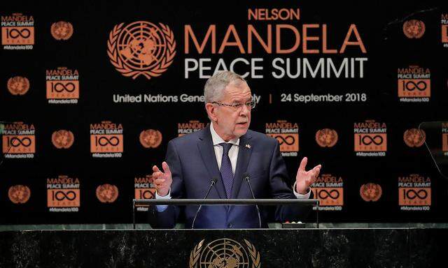 Alexander Van der Bellen hielt eine Rede beim "Nelson-Mandela-Peace Summit".