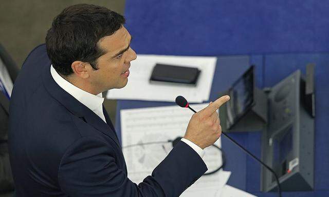 Greek Prime Minister Tsipras addresses the European Parliament in Strasbourg