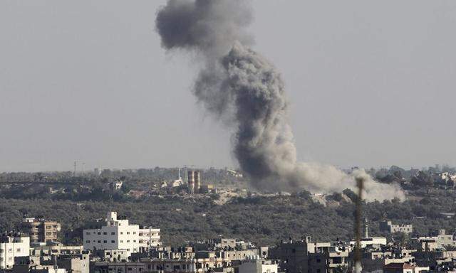Smoke rises following what witnesses said was an Israeli air strike in Gaza