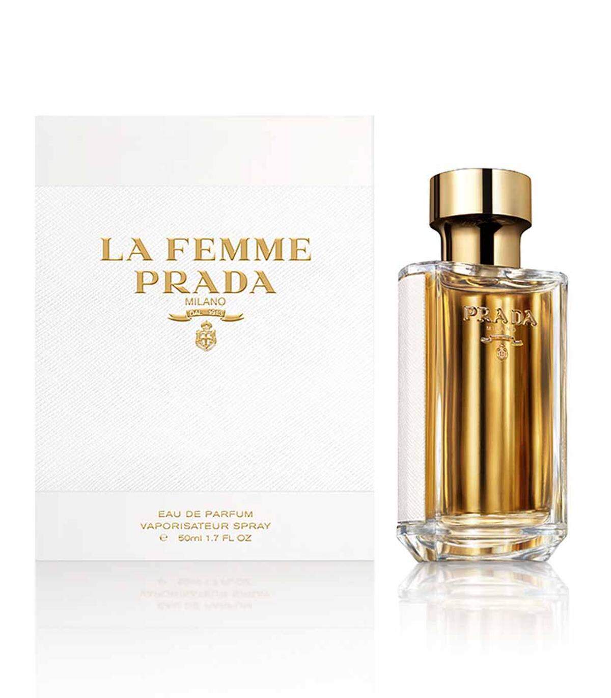 "La Femme" ist Gegenstück des ebenfalls neuen Prada-Duftes "L Homme" und eine exotisch-florale Komposition mit frischer Vetiver-Note. 100 ml Eau de Parfum um 125 Euro.