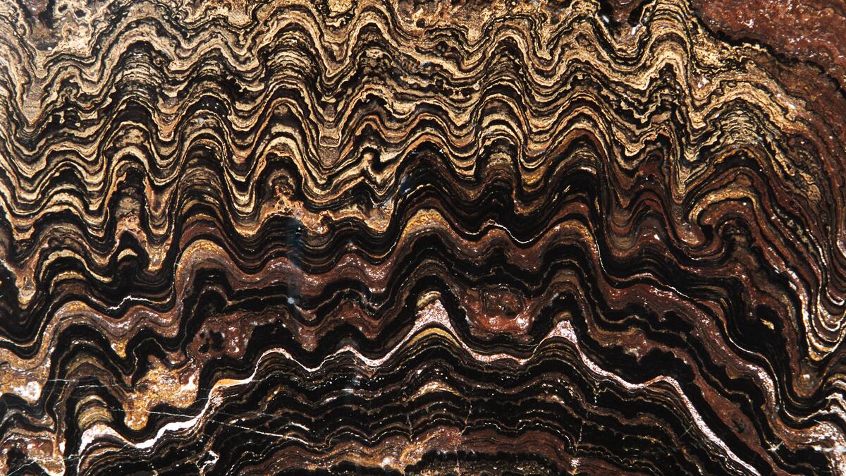 Fossilierte Bakterienmatten  könnten das erste Leben bezeugen. Aber solche Strukturen entstehen auch geogen. 