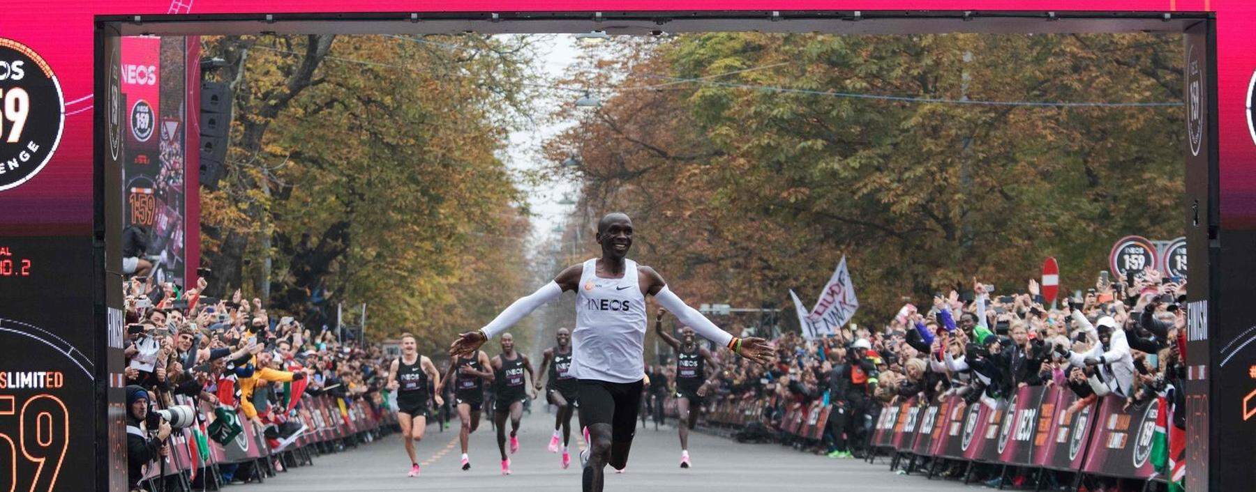 Eliud Kipchoge beim Zieleinlauf