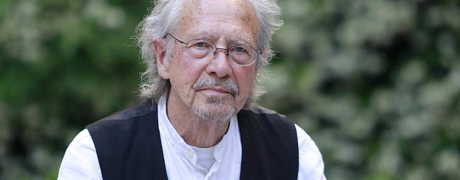 German writer Peter Handke poses for the media during an interview held in Madrid Spain on 22 May 2