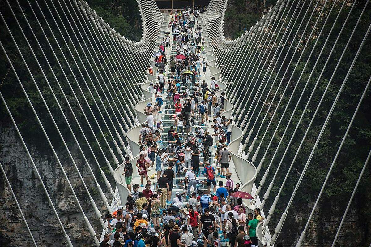 Maximal 800 Besucher dürfen die Brücke gleichzeitig betreten und müssen dafür bereits am Vortag reservieren. Denn auch die tägliche Besucherzahl ist begrenzt: 8000 Menschen dürfen das Betreten pro Tag wagen.