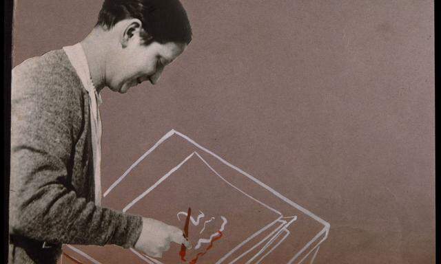 Entwerferin, Malerin, Kunsttherapie-Pionierin, Aktivistin: Friedl Dicker zeichnend, Collage von 1930. 