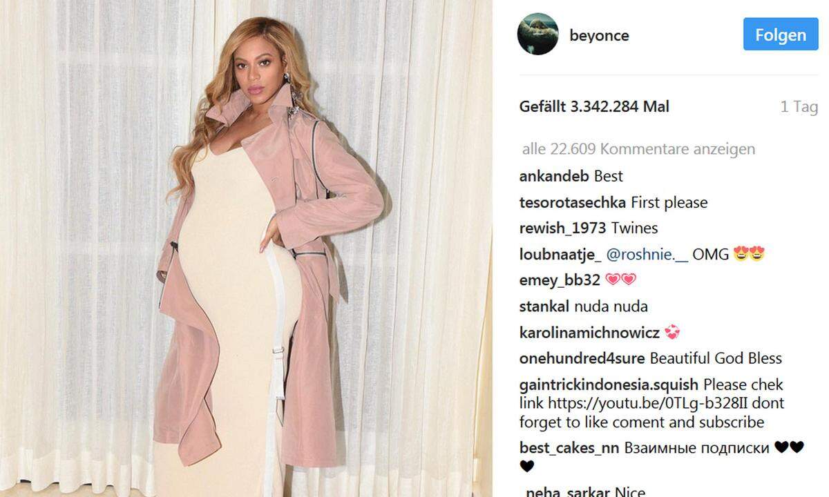 Über ihr Privatleben erzählt Beyonce tendenziell aber wenig, dafür reizt sie mit ihren Instagram-Posts immer wieder zu Spekulationen. 