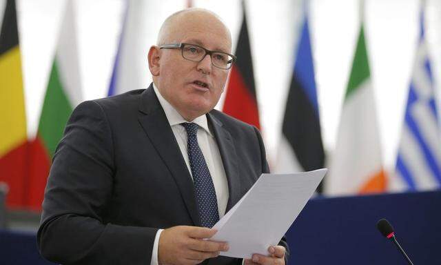 European Commission First Vice-President Timmermans addresses the European Parliement in Strasbourg